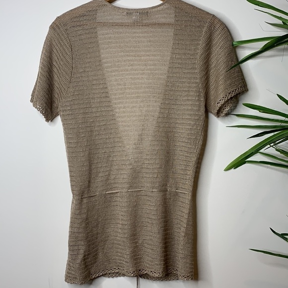 Cutter & Buck || Short Sleeve Sheer Loose Knit 3 Button Ribbon Belt Cardigan M - Picture 17 of 17